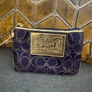 Coach Poppy Purple and Gold Women's Wristlet
